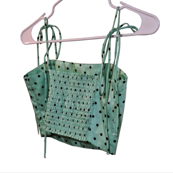 Zara Mint green and black polka dot crop top - Picture 5 of 9